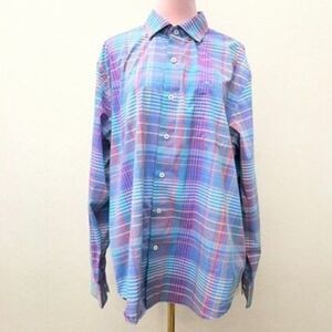 Tommy Bahama Logo Sarasota Stretch Plaid Multicolor Button-Up Shirt Mens Size L